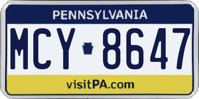 PA license plate MCY8647