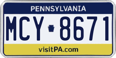 PA license plate MCY8671