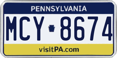 PA license plate MCY8674
