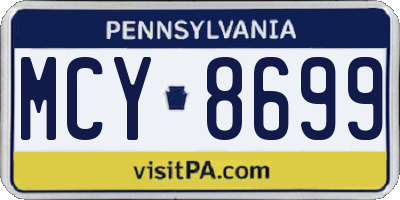 PA license plate MCY8699