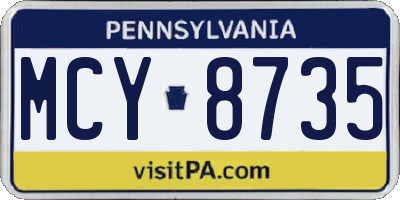 PA license plate MCY8735