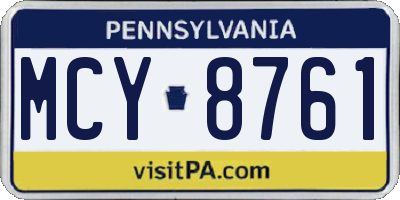 PA license plate MCY8761