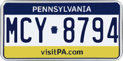 PA license plate MCY8794