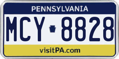 PA license plate MCY8828