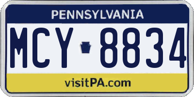 PA license plate MCY8834