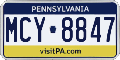 PA license plate MCY8847