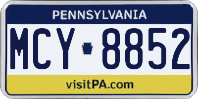 PA license plate MCY8852