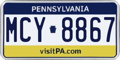 PA license plate MCY8867