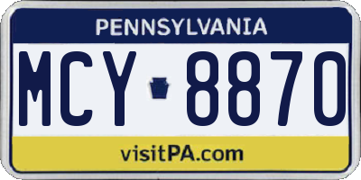 PA license plate MCY8870