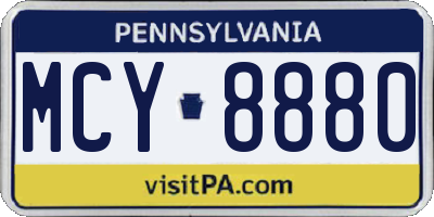 PA license plate MCY8880