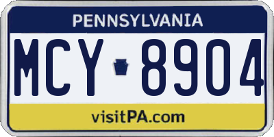 PA license plate MCY8904