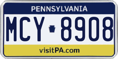 PA license plate MCY8908