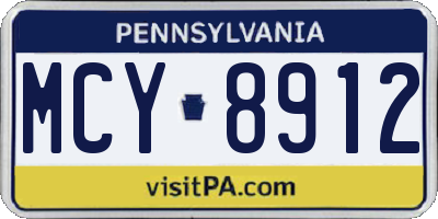 PA license plate MCY8912