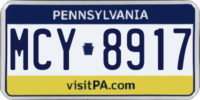 PA license plate MCY8917