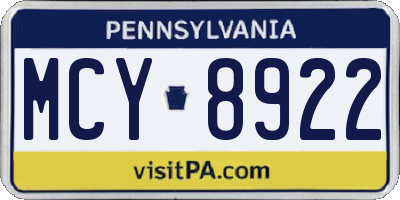 PA license plate MCY8922