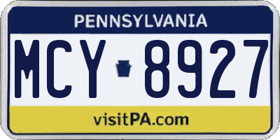 PA license plate MCY8927