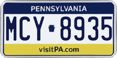 PA license plate MCY8935