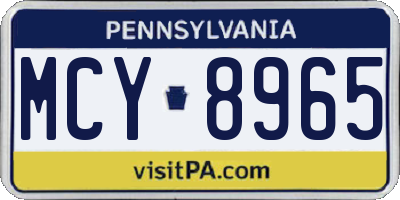 PA license plate MCY8965