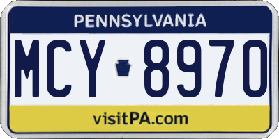 PA license plate MCY8970