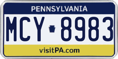 PA license plate MCY8983