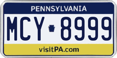 PA license plate MCY8999