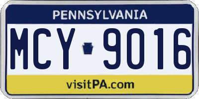 PA license plate MCY9016