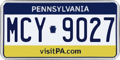 PA license plate MCY9027