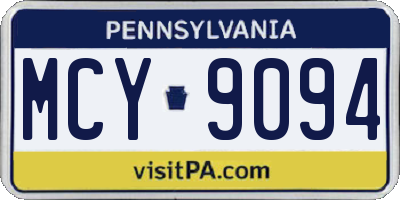 PA license plate MCY9094