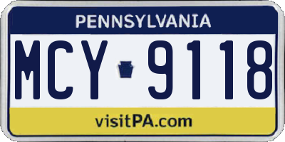 PA license plate MCY9118
