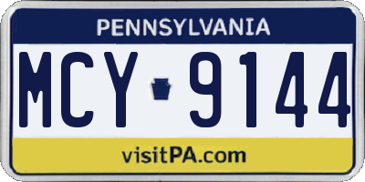 PA license plate MCY9144
