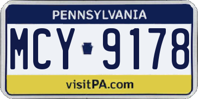 PA license plate MCY9178