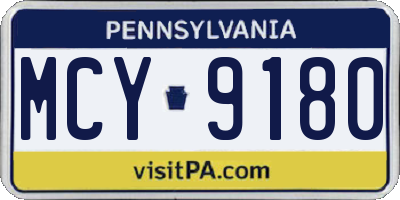 PA license plate MCY9180