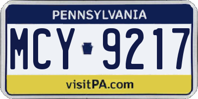 PA license plate MCY9217