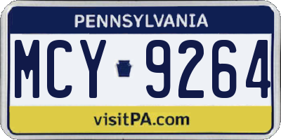 PA license plate MCY9264
