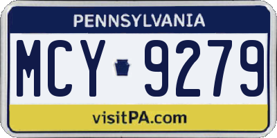PA license plate MCY9279