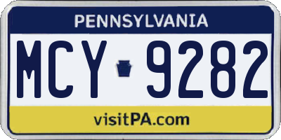 PA license plate MCY9282