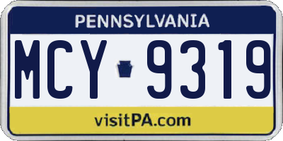 PA license plate MCY9319