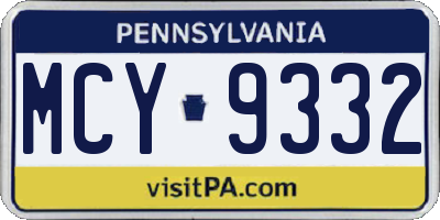 PA license plate MCY9332