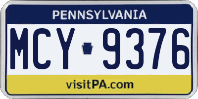 PA license plate MCY9376