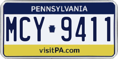 PA license plate MCY9411
