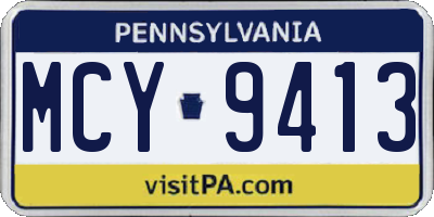 PA license plate MCY9413