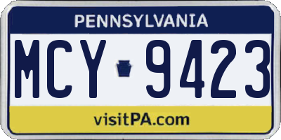 PA license plate MCY9423