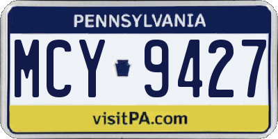 PA license plate MCY9427
