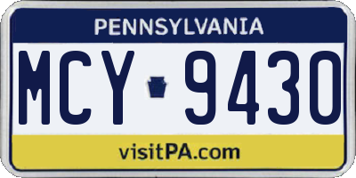 PA license plate MCY9430