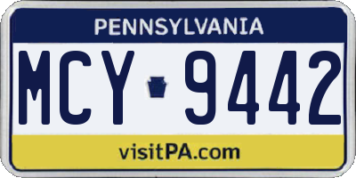 PA license plate MCY9442