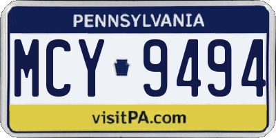 PA license plate MCY9494