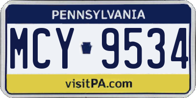 PA license plate MCY9534