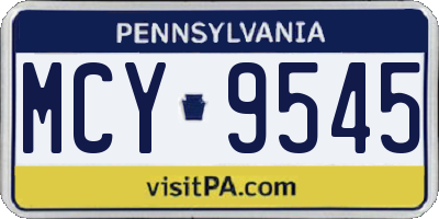 PA license plate MCY9545