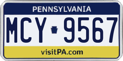 PA license plate MCY9567