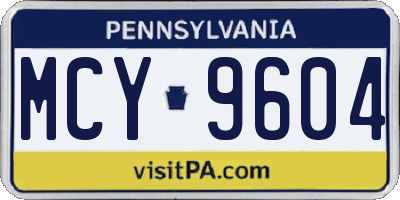 PA license plate MCY9604